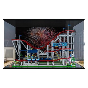 适用乐高过山车亚克力射灯款推拉门防尘罩展示盒10261 积木收纳盒