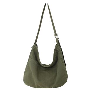 Wfei大容量斜挎包慵懒风简约帆布包大学生上课包男女纯色工装包