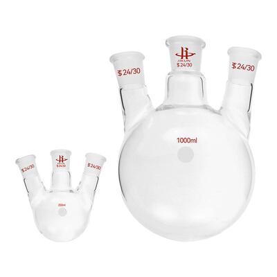 三口圆底烧瓶三颈烧瓶反应瓶高硼硅耐高温质直口斜口100ml实验室