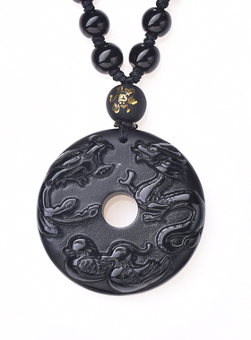 比翼增情黑曜石饰品吊坠