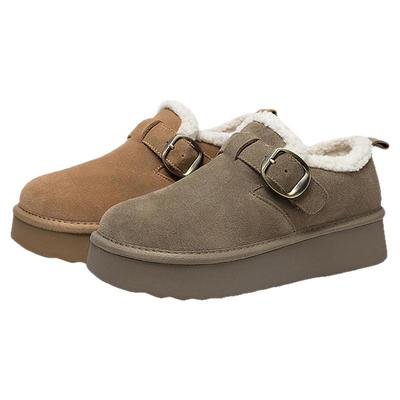 千百度勃肯鞋时尚雪地靴女款百搭冬季气质毛毛鞋加绒保暖厚底增高