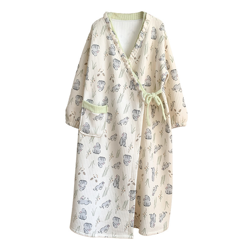 空气棉夹层睡裙孕妇月子服哺乳衣