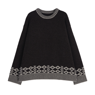 费尔岛羊毛针织毛衣帽子