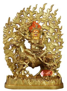 藏传铜鎏金吉祥天母佛像10寸30cm