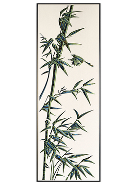 梯木叠雕新中式竹报平安客厅挂画