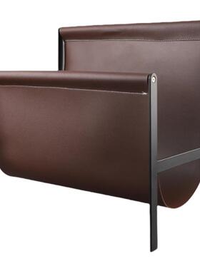 轻奢金属皮革杂志架置物架摆件