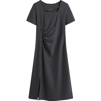 KBNE【商场同款】连衣裙女小个子2025夏新款气质法式短袖醋酸裙子