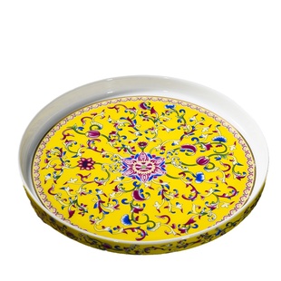 茶盘陶瓷实用简约大号茶海圆型托盘加单层青花瓷中式釉下彩珐琅彩