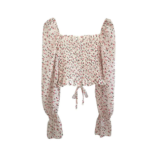 『限时2折起』夏季碎花薄款上衣长袖外套女短款设计感ins潮高腰