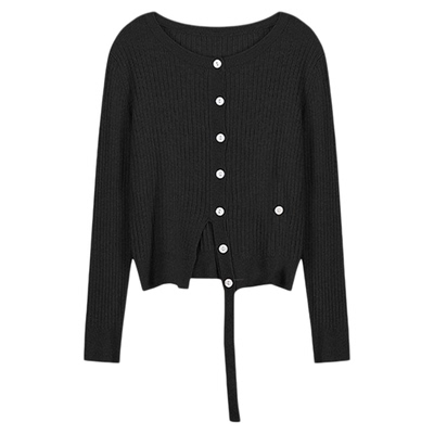 About Passion · 设计感羊毛圆领针织衫早秋新款复古针织开衫女