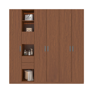 政补实木内嵌拉手衣柜家用卧室复古风一门到顶衣帽间成品衣橱柜子