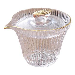 玻璃竹韵盖碗功夫茶具单个大号加厚耐热茶碗三才泡茶茶杯茶盖套装