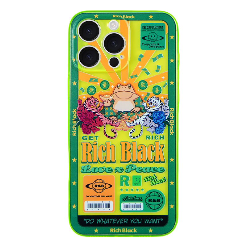 RichBlack原创设计好运发财蛙 re54 荧光绿手机壳 适用于苹果17iphone16ProMax