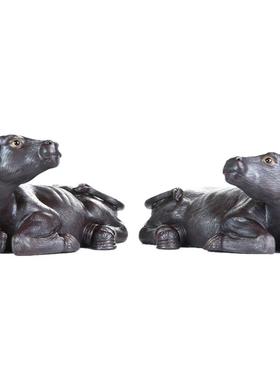 水牛石湾公仔陶瓷摆件补缺角