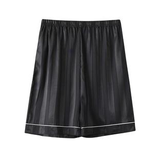浪莎冰丝睡裤男士夏季薄款短裤宽松加大码丝绸休闲家居服五分裤衩