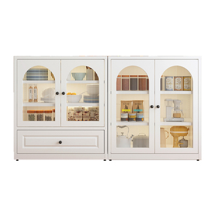 爆款法式中古风餐边柜靠墙一体储物柜新型多功能钢制置物架客厅柜