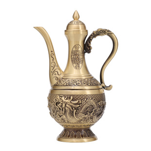 黄铜酒壶中式龙凤呈祥婚前用品供奉上供酒壶酒具酒杯佛堂寺庙供奉