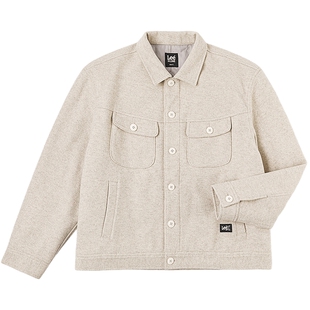 Lee25秋冬新品舒适版翻领仿羊毛质感燕麦灰男女同款棉服外套潮流