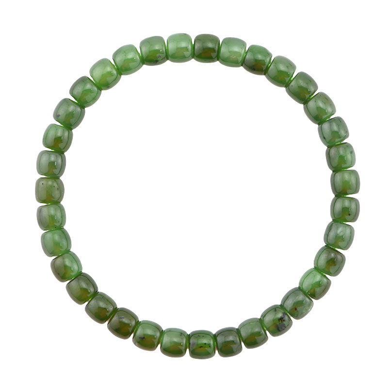 和田玉手串碧玉手链菠菜绿真品玉石串珠女款绿色手饰素圈国风手饰