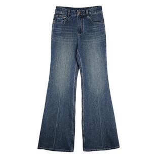 ELLE法式复古通勤牛仔裤女2025冬季新款高腰显瘦小个子微喇裤子