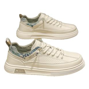 森马男鞋夏季透气百搭运动休闲板鞋男士一脚蹬皮鞋软底增高小白鞋