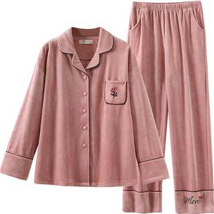 睡衣女士秋冬季冬款珊瑚绒加绒保暖加厚法兰绒海岛绒春秋薄款套装