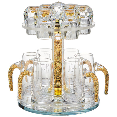 轻奢水晶白酒杯金箔套装高级感