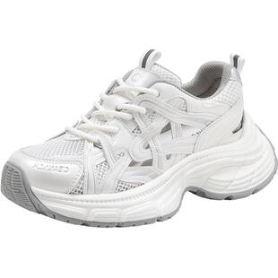 千百度老爹鞋女款夏季新款透气网面镂空凉鞋厚底轻便休闲运动鞋