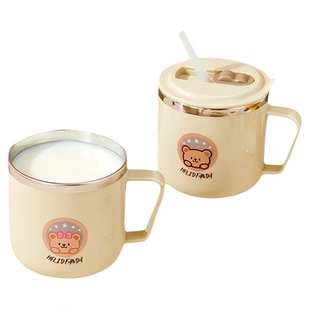 316不锈钢儿童水杯带刻度喝水杯子宝宝防摔防烫卡通吸管杯学饮杯