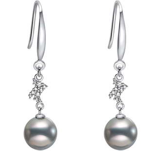 南珠宫925银海水珍珠耳环真多麻耳钉时尚百搭送女礼物C-E073SN-Y