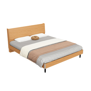 政补实木床1米8双人床1.2米单人橡木色北欧卧室储物榻榻米落地床