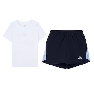 安踏女童短袖运动套装2026夏季新款儿童短裤女孩速干运动两件套潮