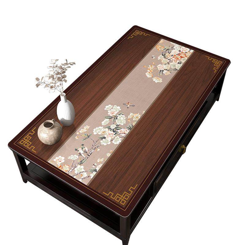 新中式茶几桌布防水防油防烫免洗茶几垫布实木餐桌垫长方形可裁剪