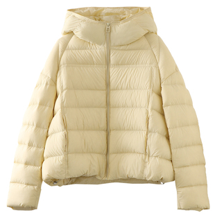 90白鸭绒加厚泡芙连帽羽绒服女短款2025冬季新款小个子面包服外套