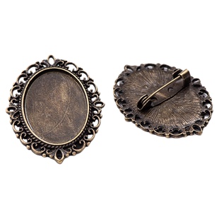 复古胸针底托圆形胸花固定扣手工diy饰品配件材料徽章平底座椭圆