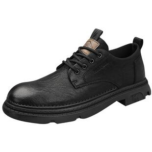 海澜之家黑色男鞋春秋季2026新款低帮马丁靴男士运动休闲工装皮鞋