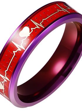 情侣对戒手饰品电镀紫色碳纤维钛