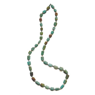 阿富汗进口老绿松青金石小米珠圆管珠锁骨链diy项链手链多圈极细