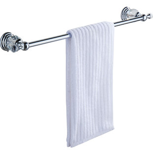欧式水晶银色单杆挂毛巾架毛巾杆浴室挂件置物全铜杆加长轻奢定做