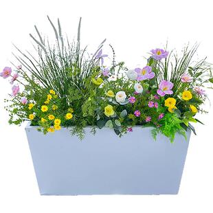 wo+仿真狗尾草郁金香造景花箱搭配餐厅售楼处商场外摆隔断装饰花