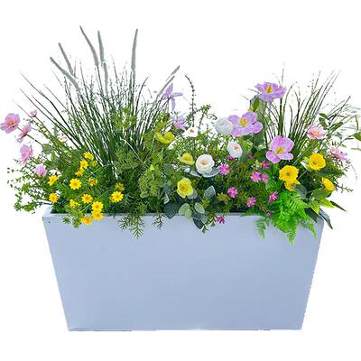 wo+仿真狗尾草郁金香花箱摆放
