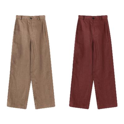 THESOONG亚麻中腰休闲裤