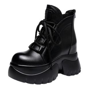 欧美复古头层牛皮马丁靴2025秋冬新款内增高10CM厚底短靴超高跟鞋