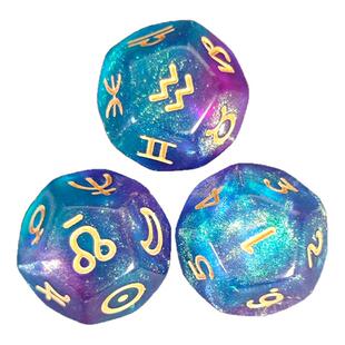 12面星座数字骰子幸运水晶星空色子塔罗牌TAROT桌游指示物计数器