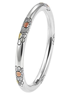 银千造圆棍小雏菊银手镯