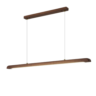 极简胡桃木色吊灯新中式一字餐厅灯中古风实木宋式灯长条茶室吊灯