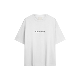 CK Jeans26夏男女情侣休闲通勤字母重磅纯棉圆领宽松短袖上衣T恤