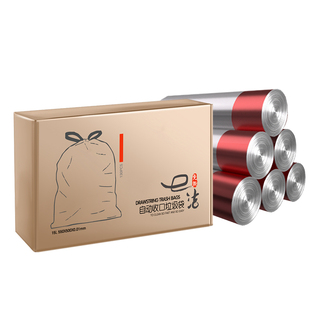 e洁垃圾袋抽绳式家用加厚钢袋手提式自动收口厨房塑料袋大号150只