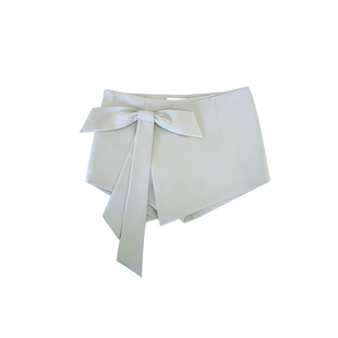 Layers 淡色浅春绿 蝴蝶结搭片短款裙裤