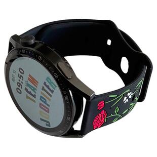 雕刻玫瑰花硅胶双色GT5适用华为GT3手表watch表带GT4苹果小米荣耀
